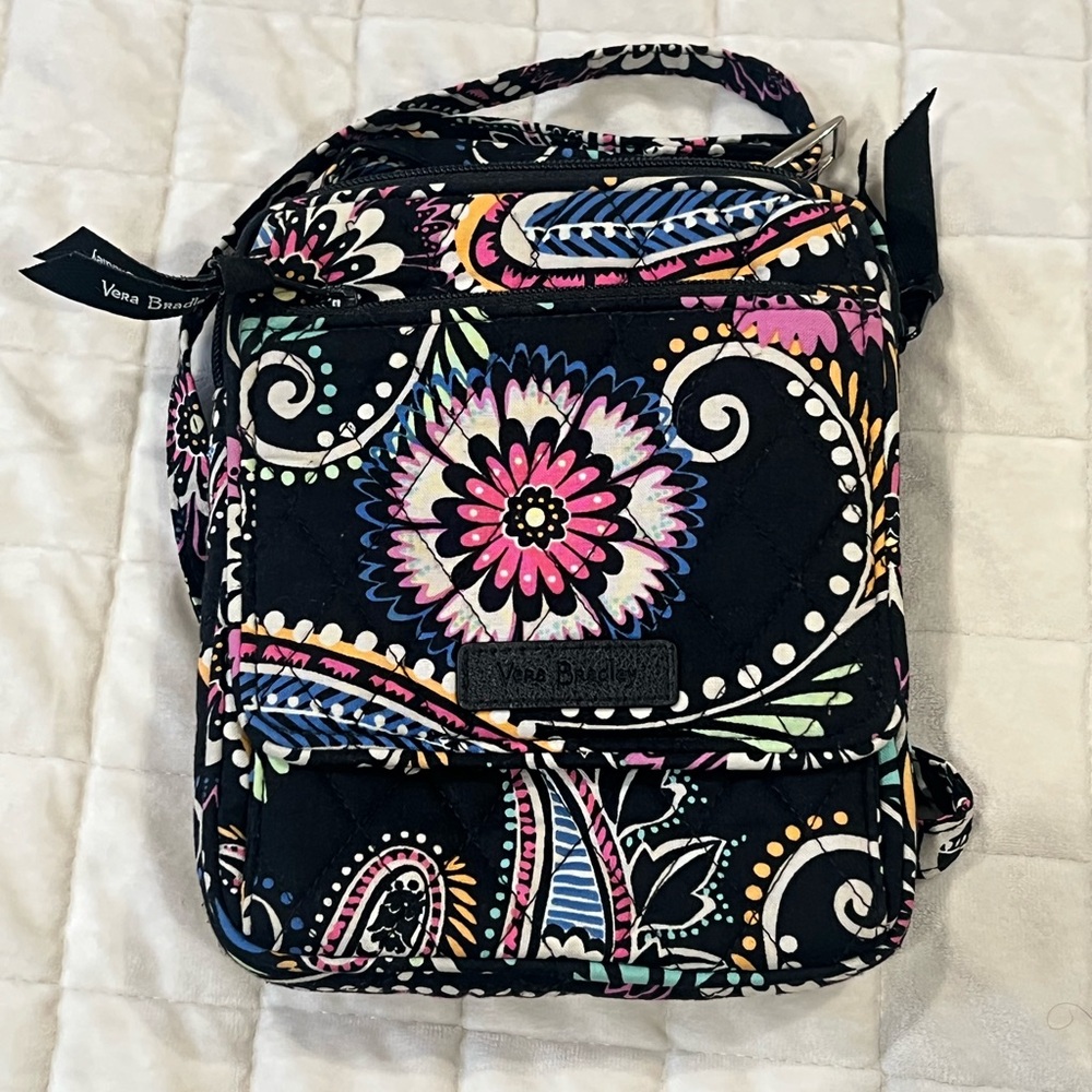 Vera Bradley Black and Pink Floral Crossbody Bag